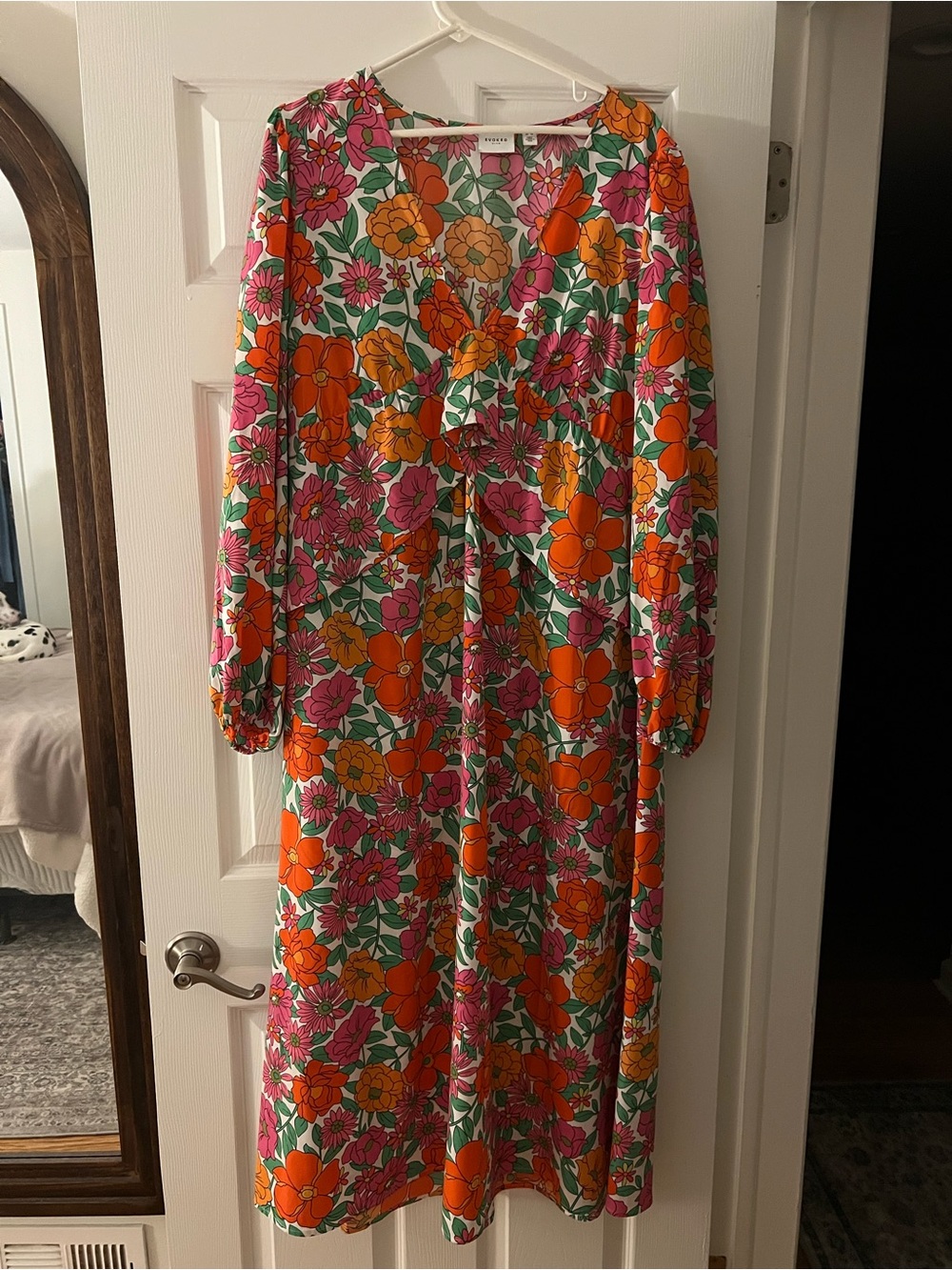 VILA Evoked Floral Dress — Pink, Orange & Green